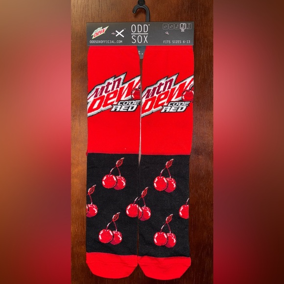 Other - MOUNTAIN DEW CODE RED ODD SOX NOVELTY CREW SOCKS NWT MEN’S SHOE SIZE 6-13